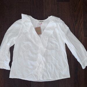 Boden White Swiss Dot Lace Ruffle Blouse Size S NWT Romantic Cottagecore Top